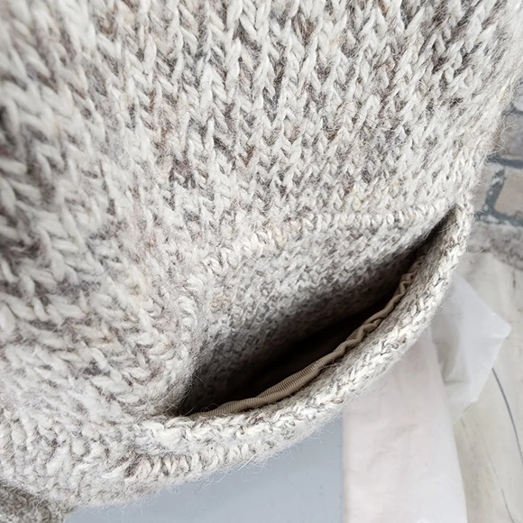 Vintage Wool  Blend Shawl Collar Grampa Cardigan Cream Brown Heather Size Large - Picture 7 of 13